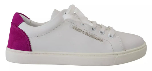 White sneaker with pink accents