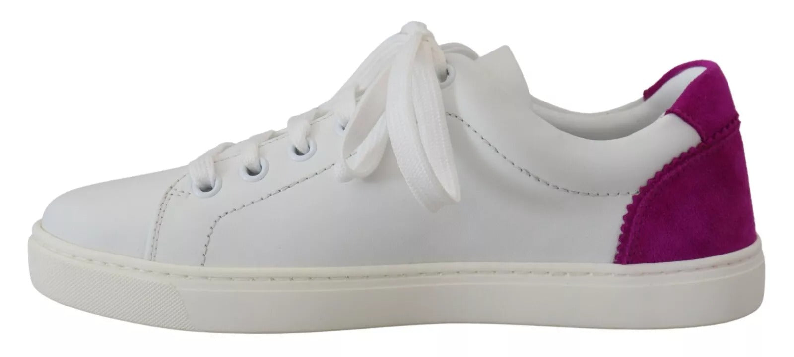 White sneaker with pink accents