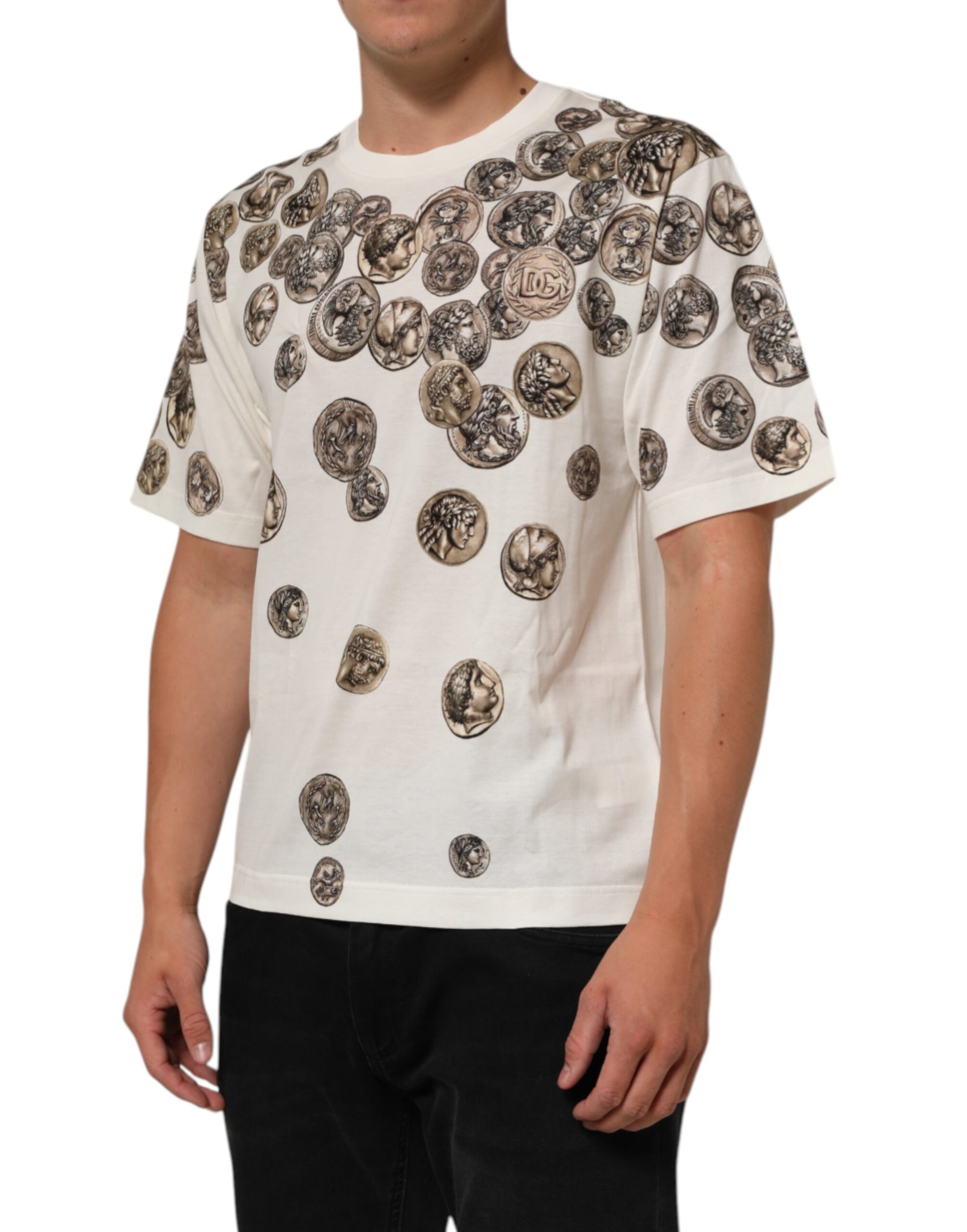 White t-shirt with coin designs