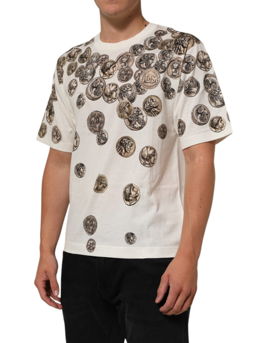 White t-shirt with coin designs