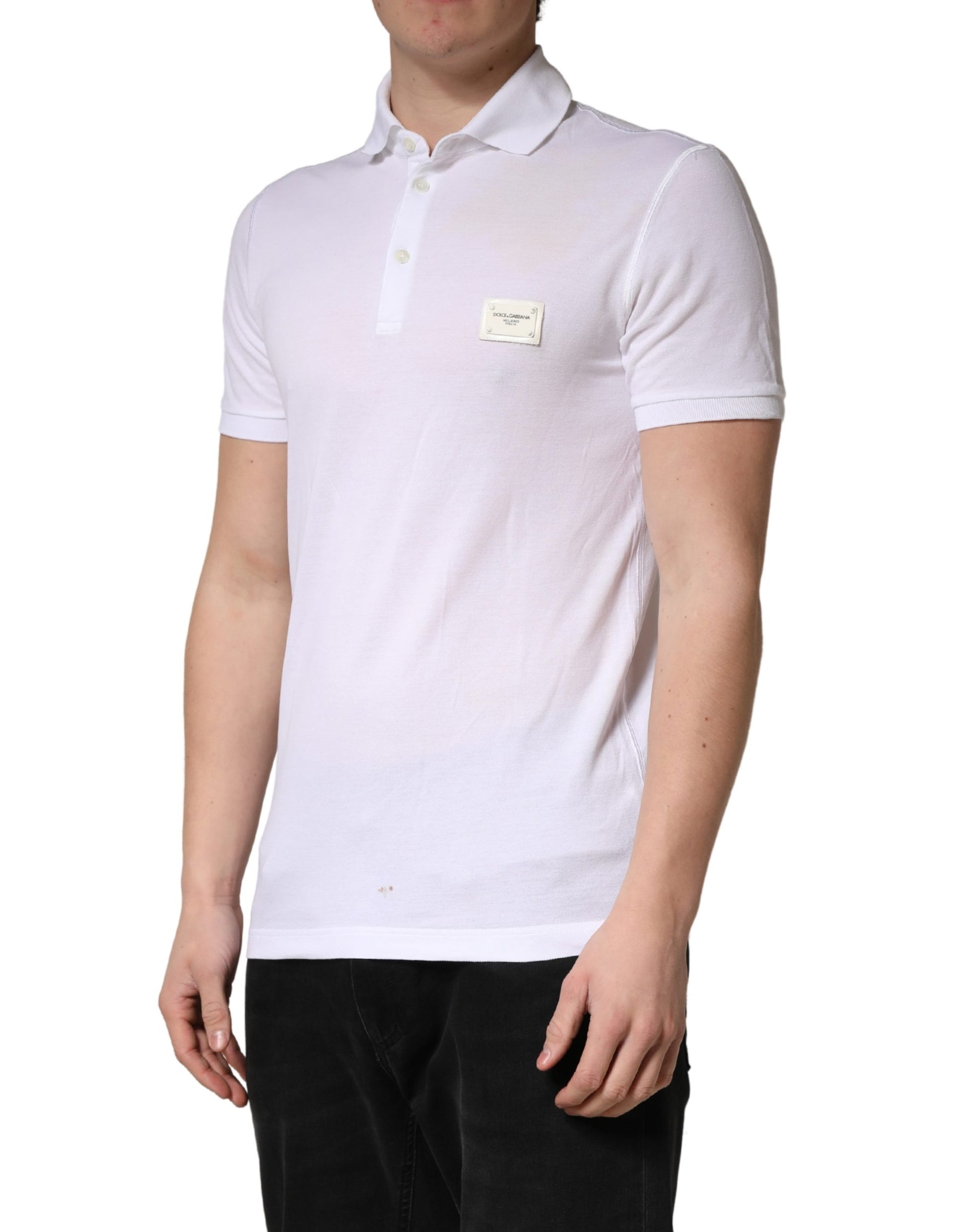 White polo shirt with logo on left chest