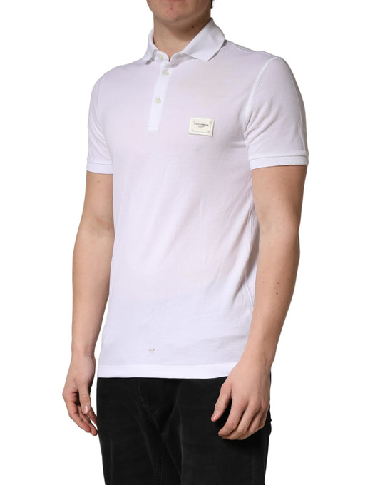 White polo shirt with logo on left chest