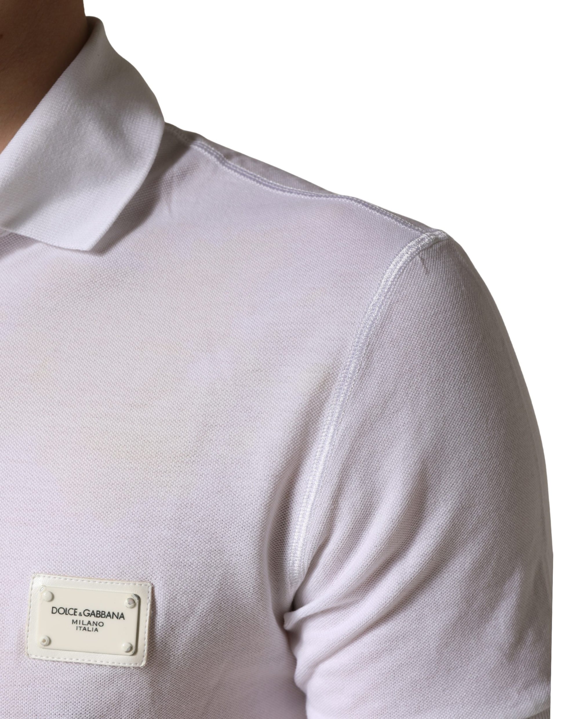 White polo shirt with logo on left chest