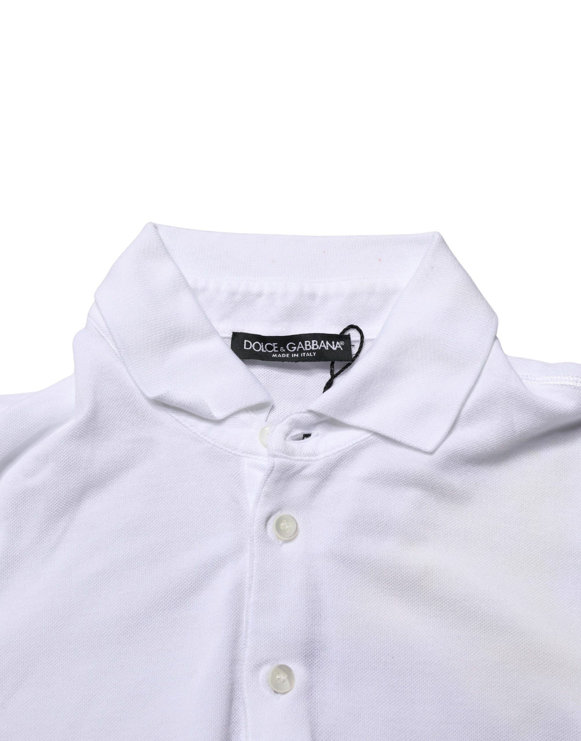 White polo shirt with collar and buttons