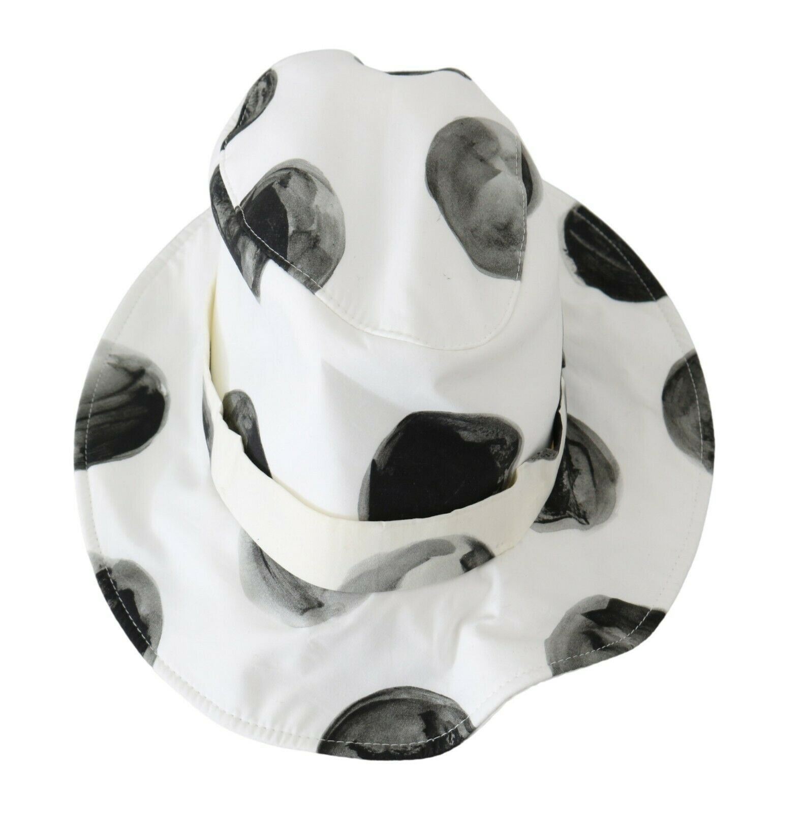White hat with black polka dots