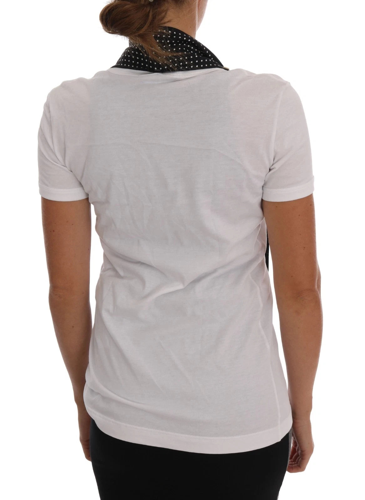 White short sleeve shirt on woman's back