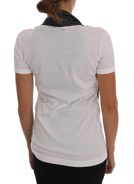 White short sleeve shirt on woman's back