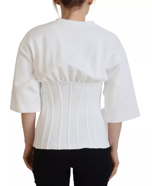 White backless top on a woman