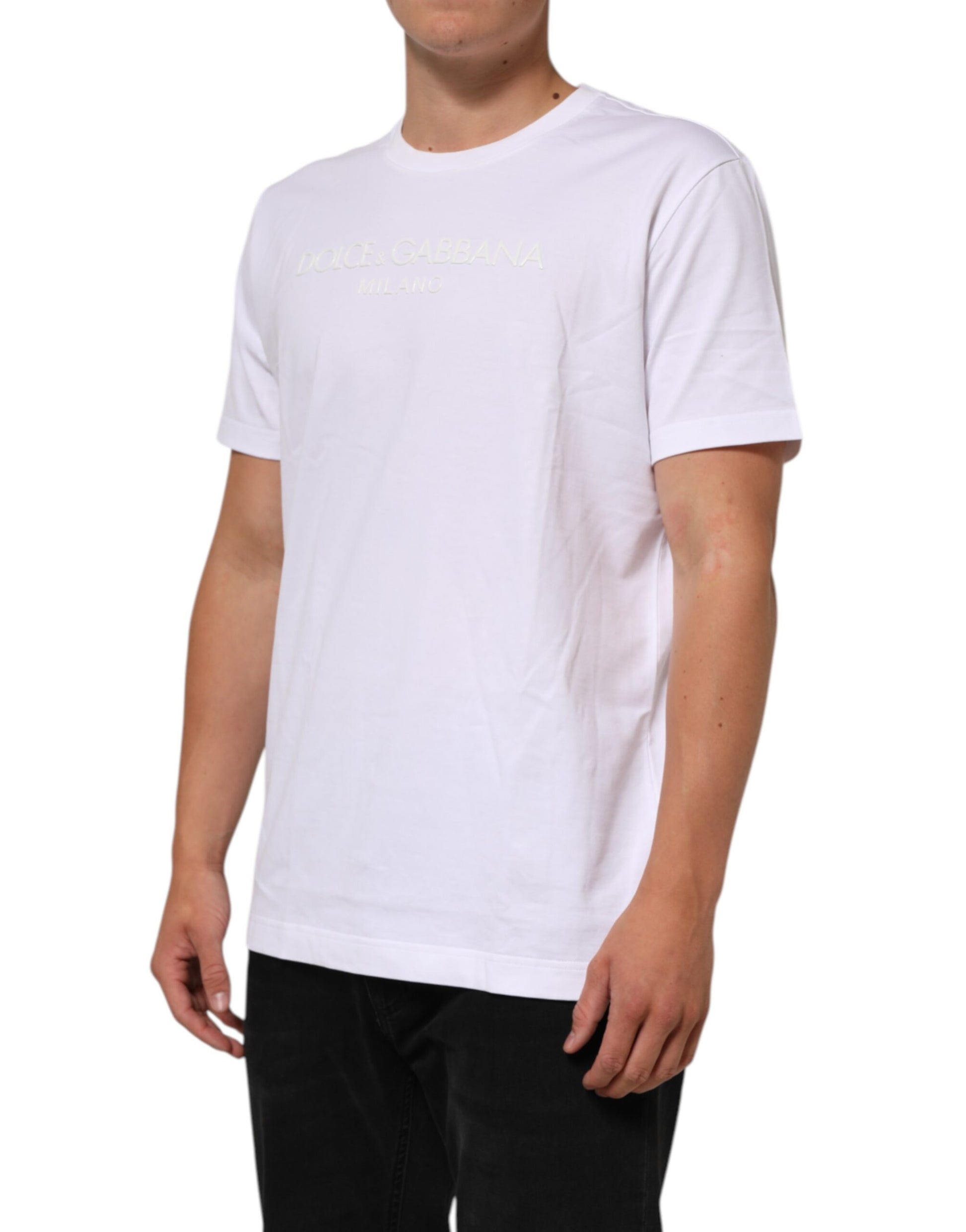 White t-shirt with logo on front
