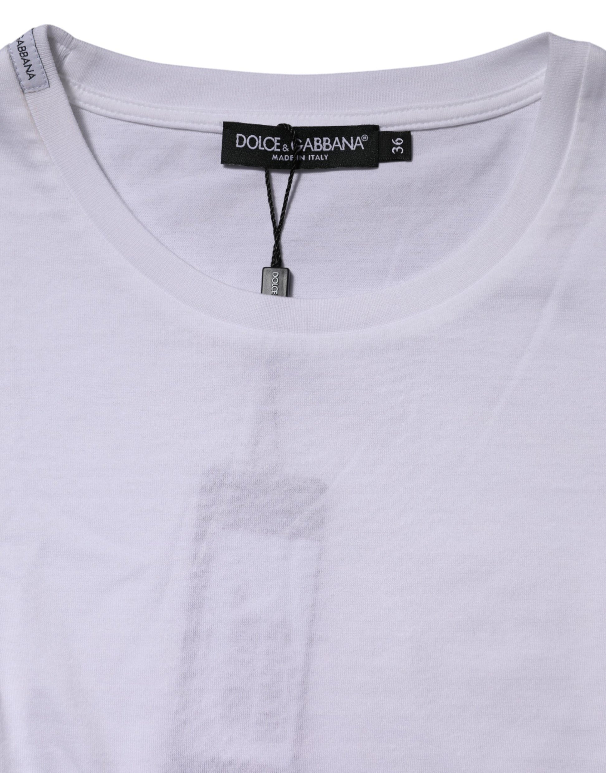 White t-shirt with stripes on neckline