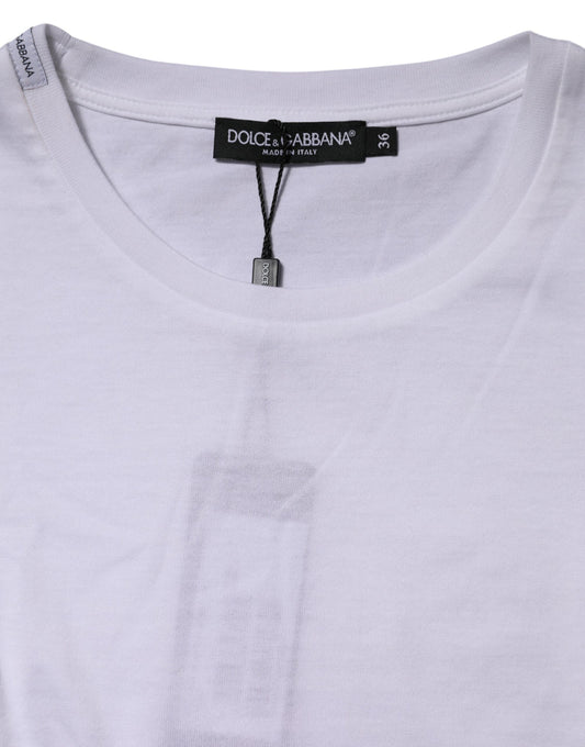 White t-shirt with stripes on neckline
