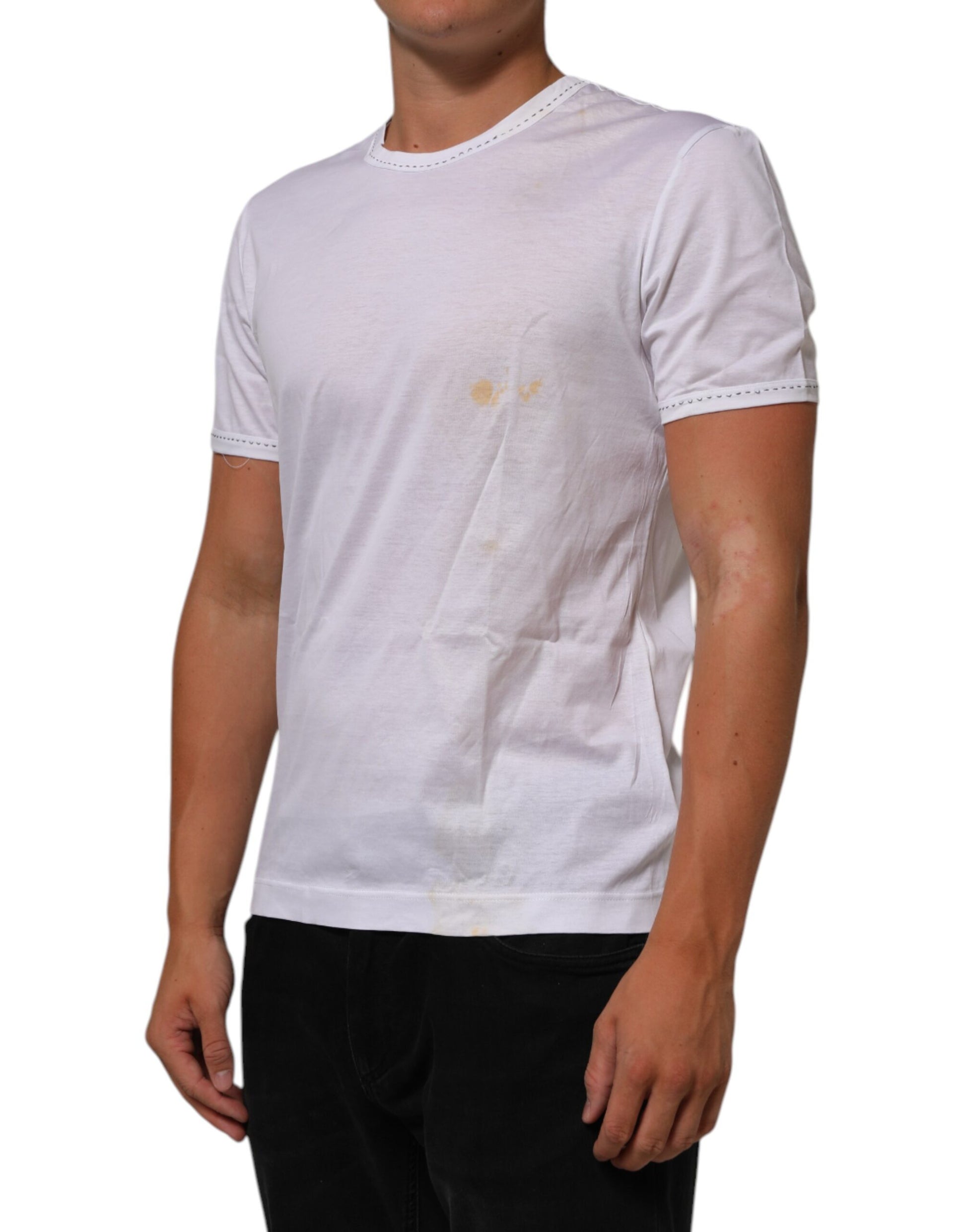 White t-shirt with stain on front