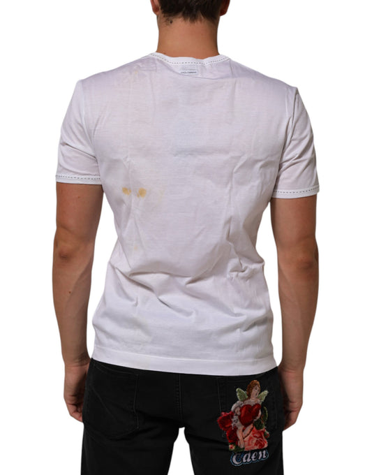 White t-shirt with graphic on back