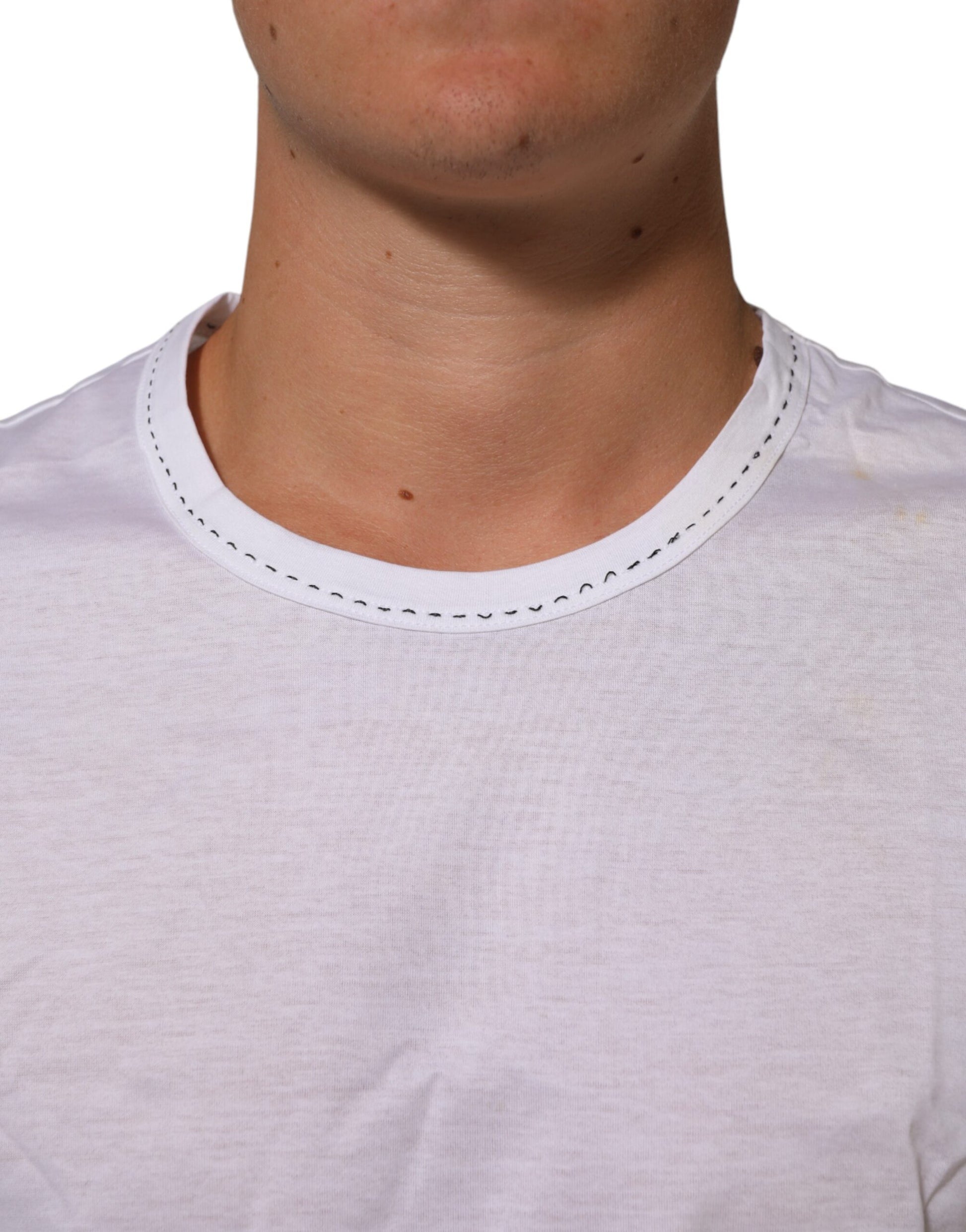 Man wearing white t-shirt