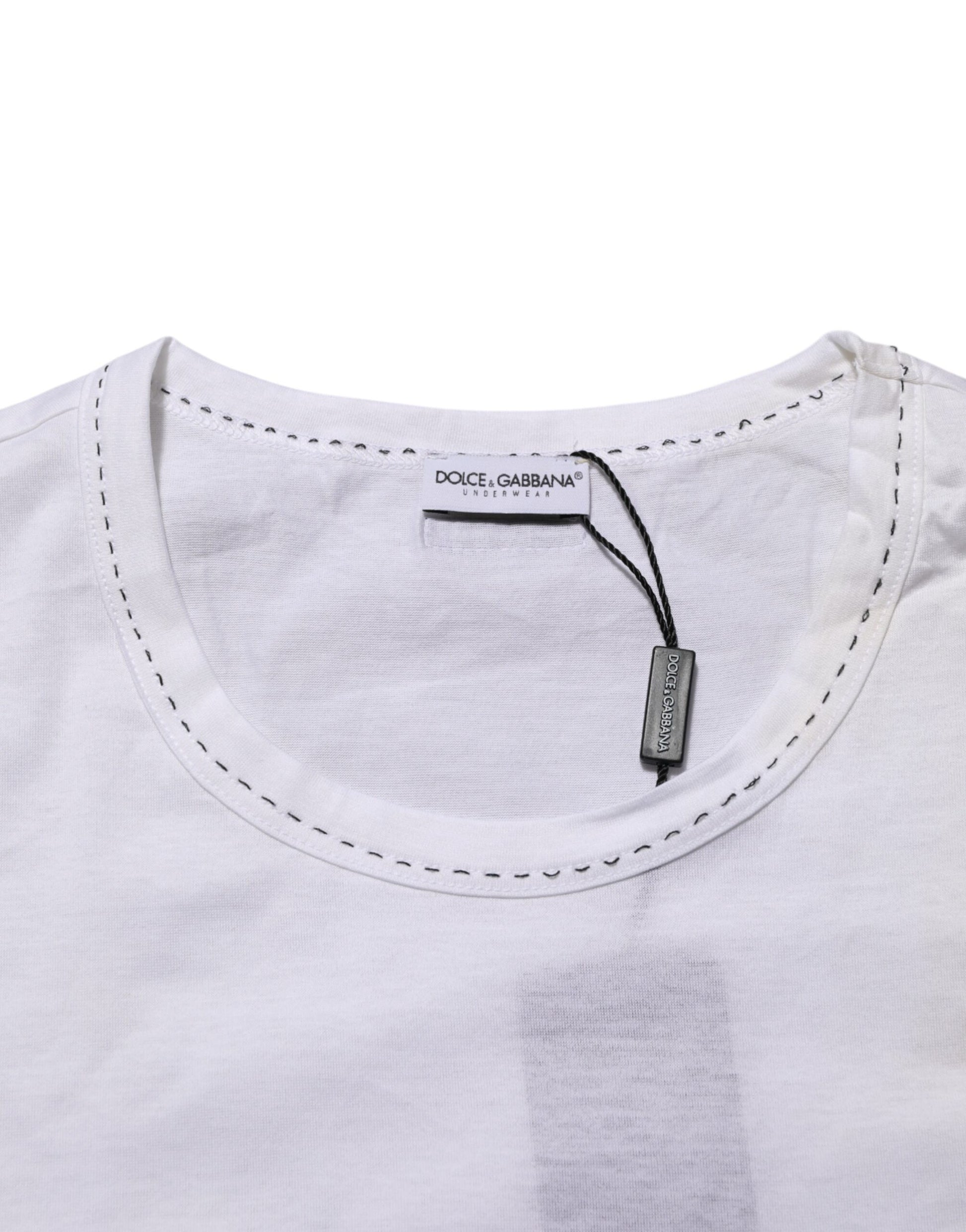 White t-shirt with tag on neck
