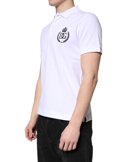 White polo shirt with logo on left chest