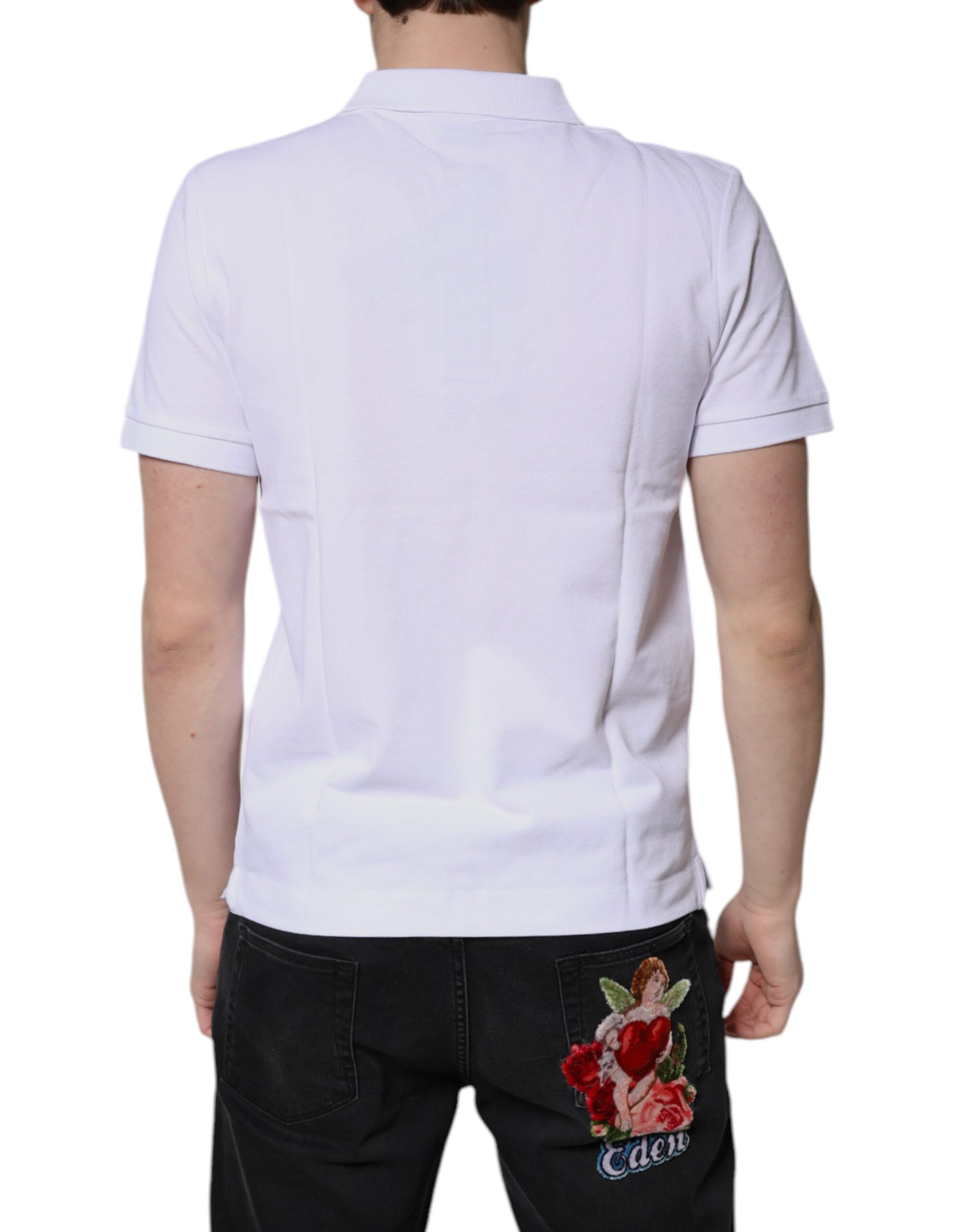 White polo shirt with short sleeves