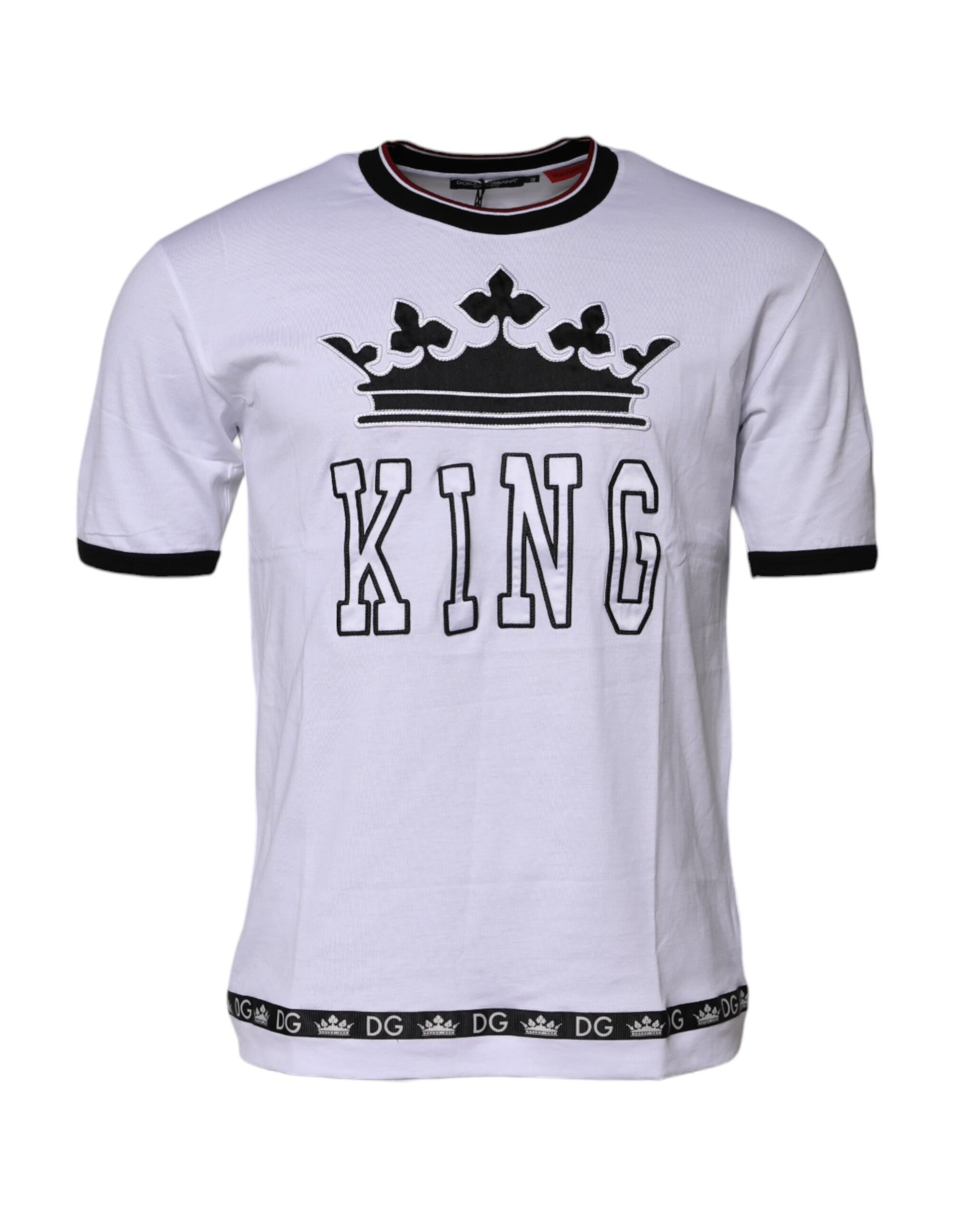 White t-shirt with graphic design on front