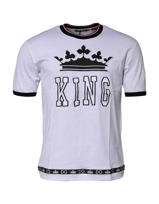 White t-shirt with graphic design on front