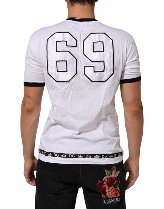 White shirt with number 69 on back