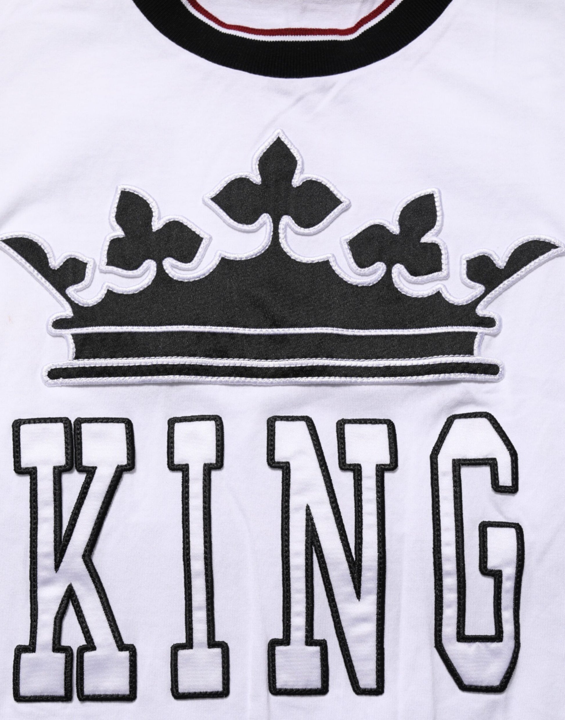 White t-shirt with embroidered crown and lettering
