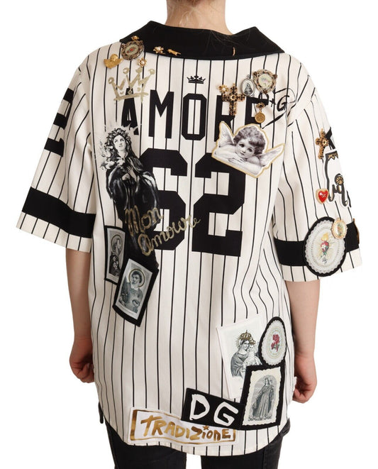 Baseball jersey with patches and pins