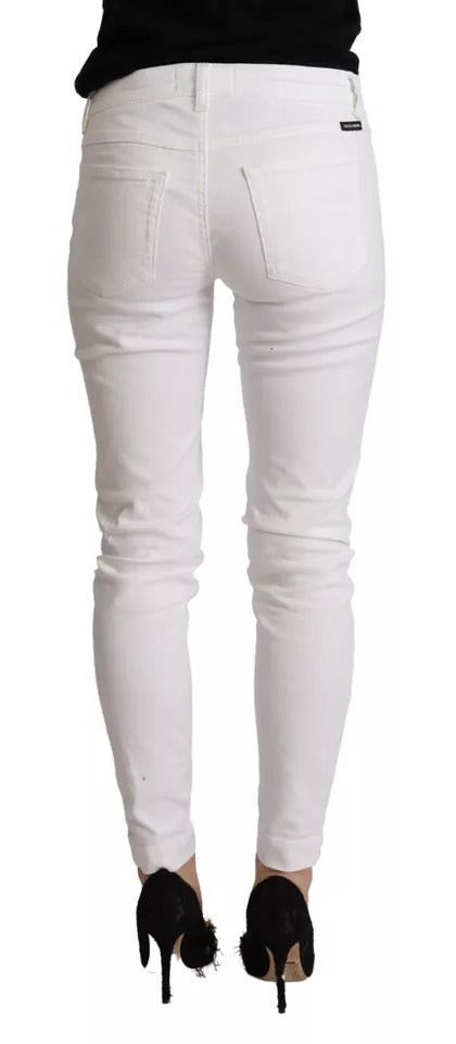 Pair of white skinny jeans