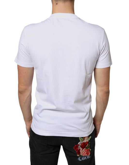 White t-shirt with floral design on back