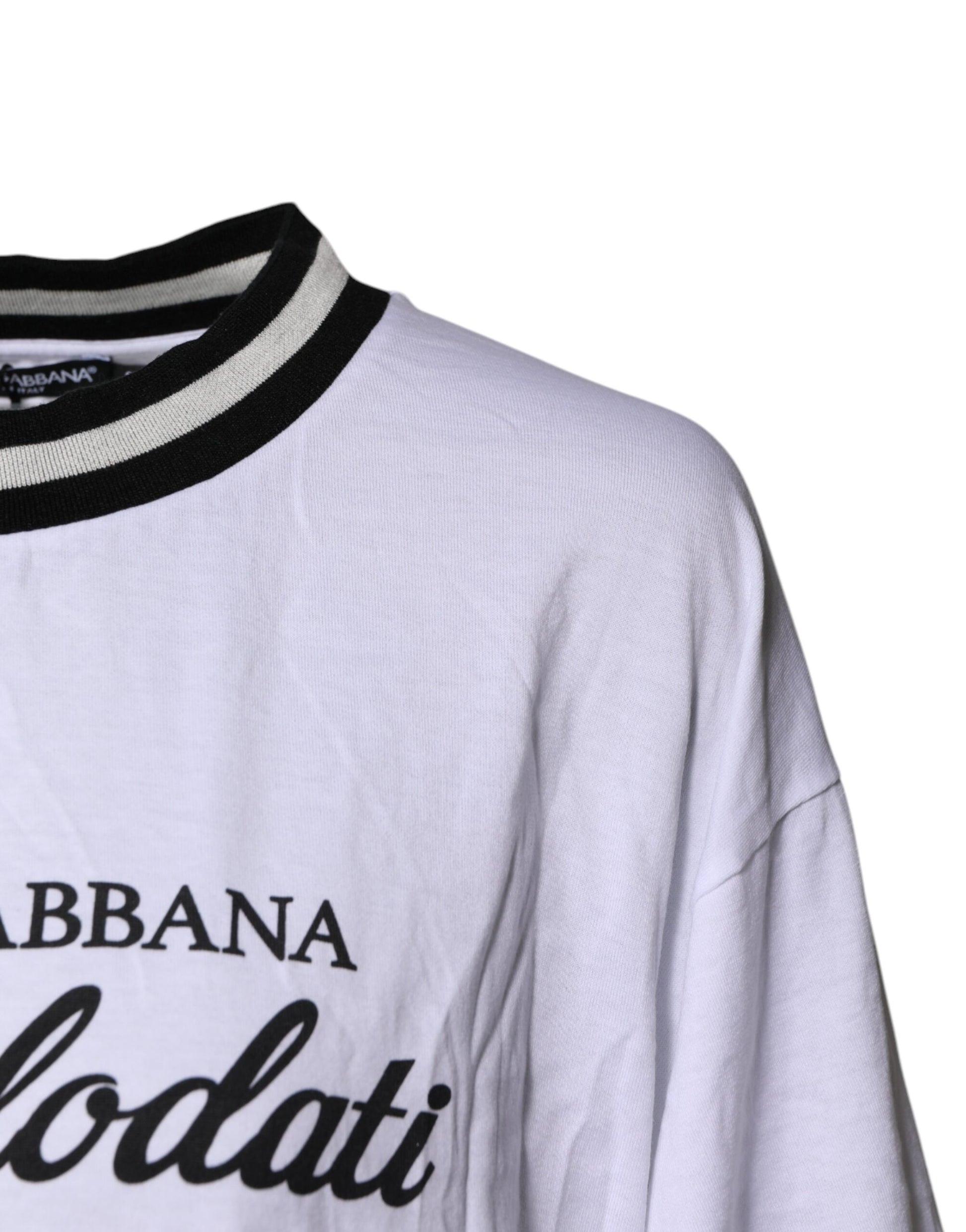 White long sleeve shirt with black text