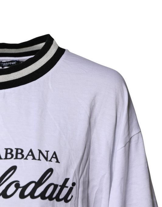White long sleeve shirt with black text