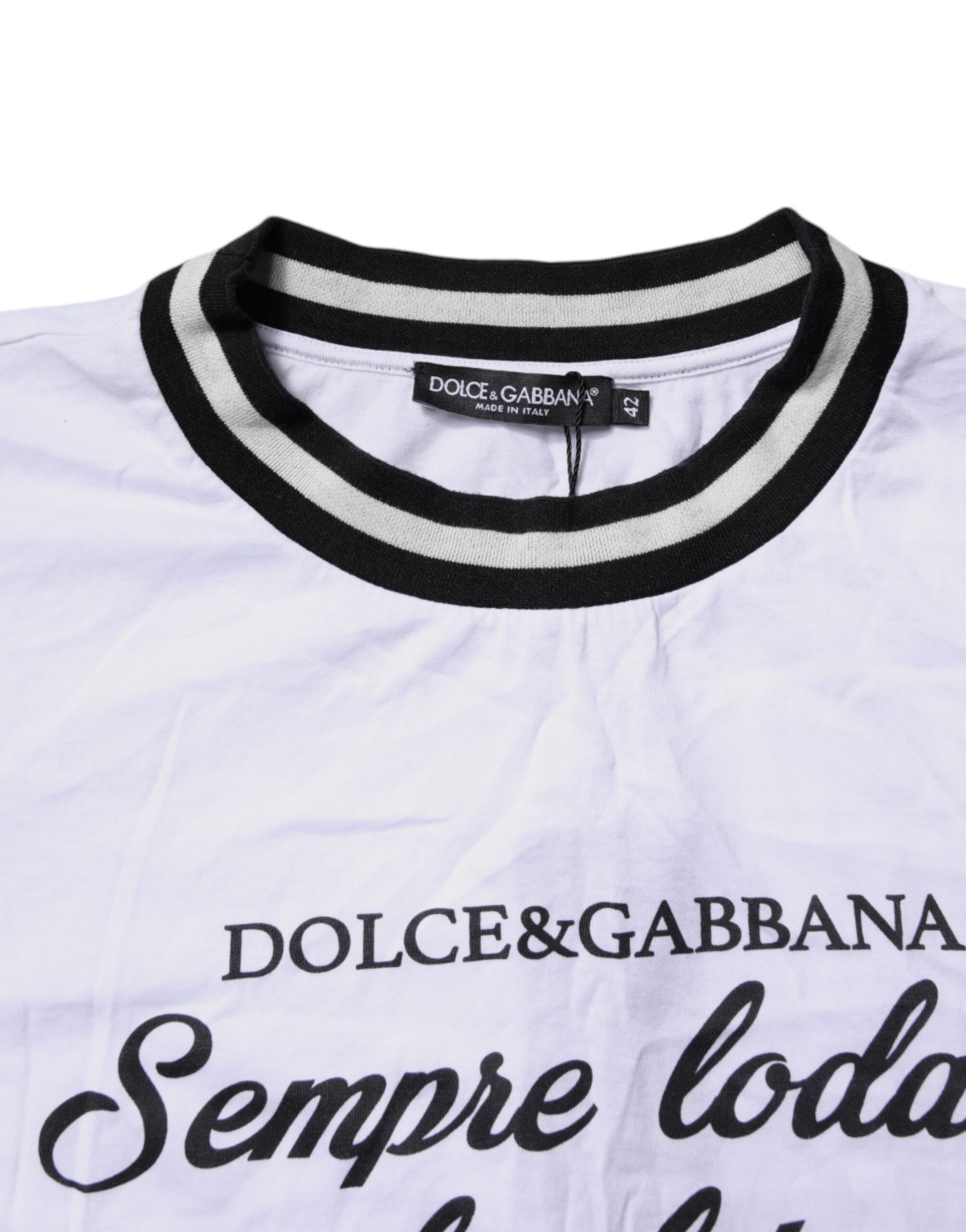White shirt with black collar and sleeves