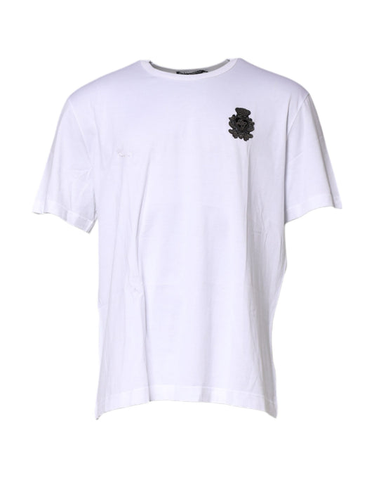 White short sleeved t-shirt with horizontal stripes