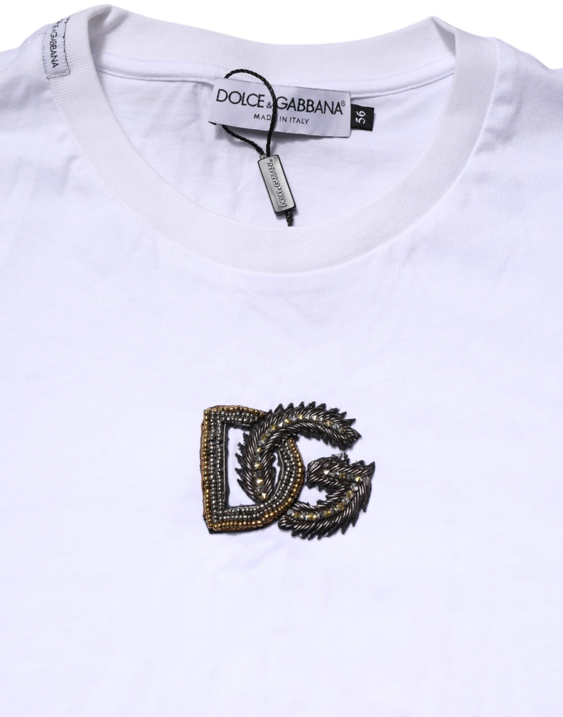 White t-shirt with embroidered logo on front