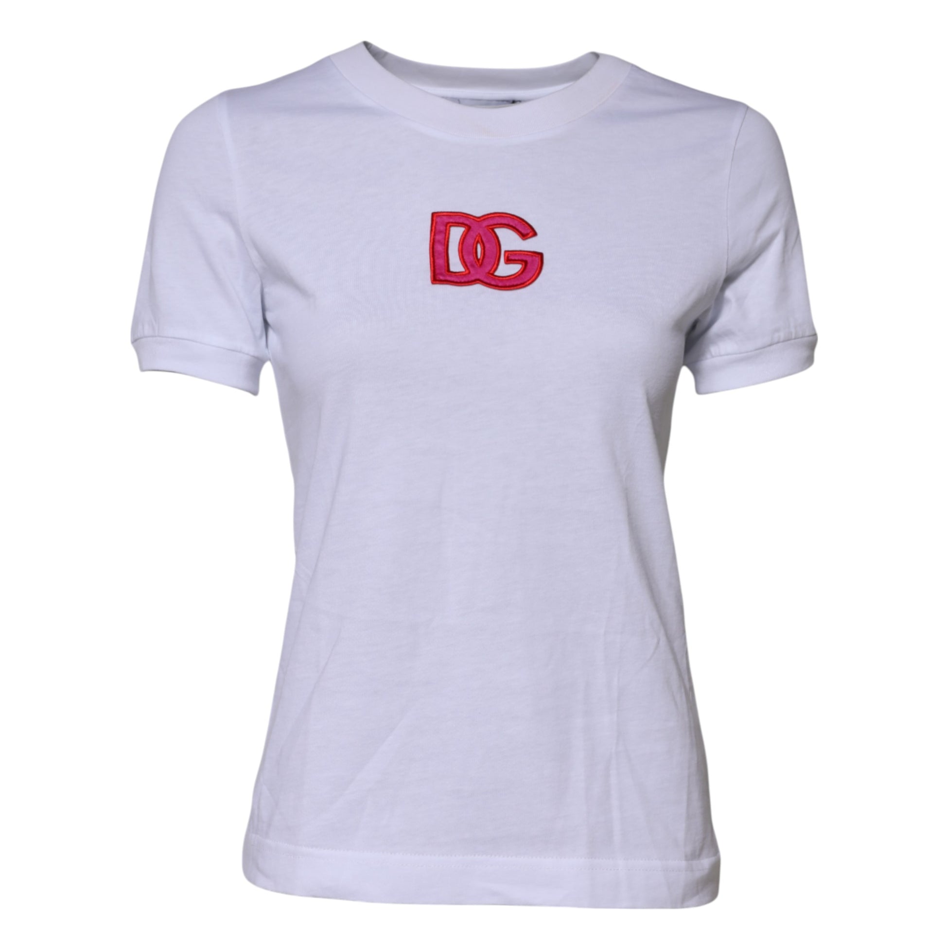 White t-shirt with red lettering