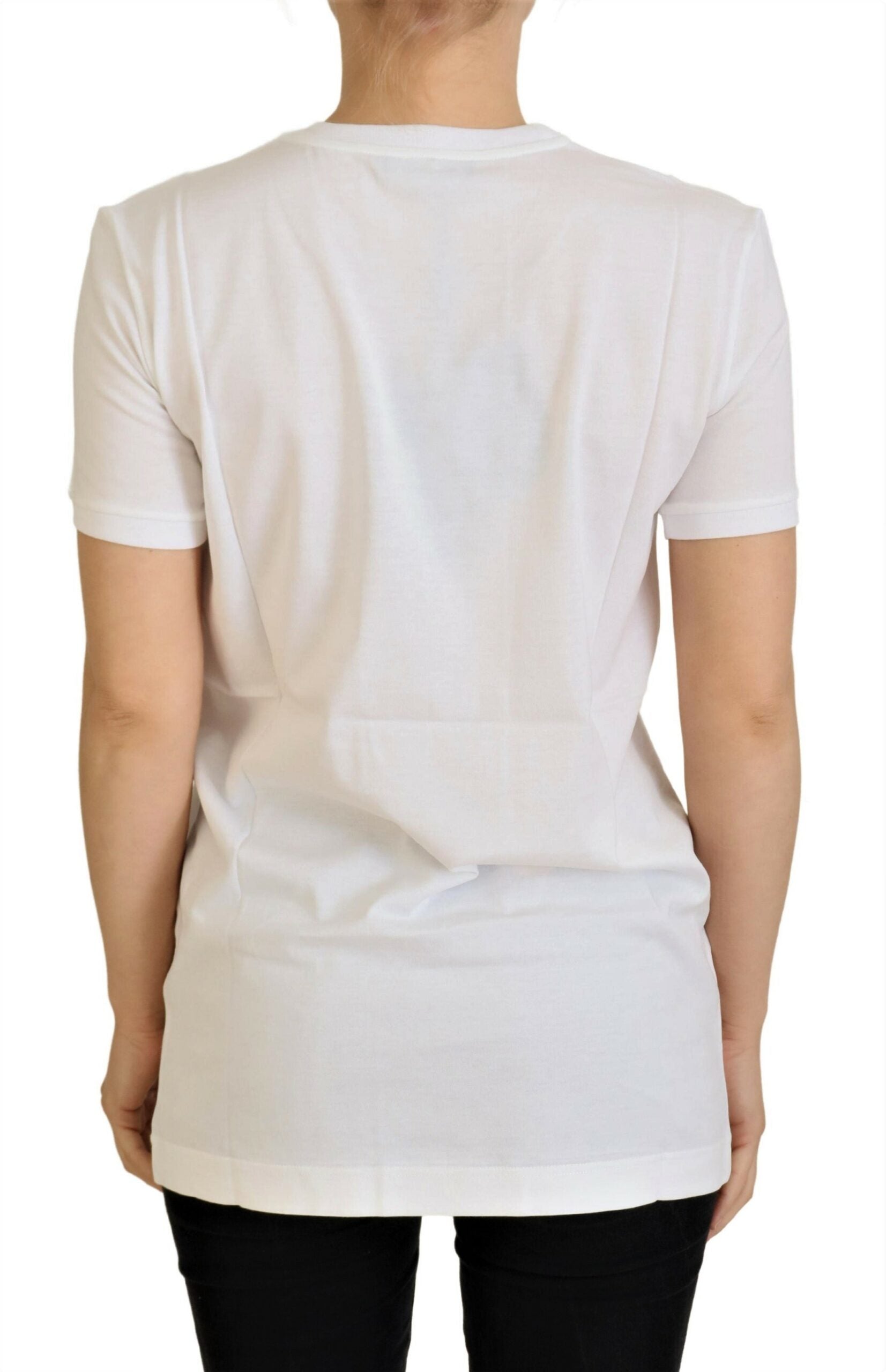 White short sleeve t-shirt on a person's back