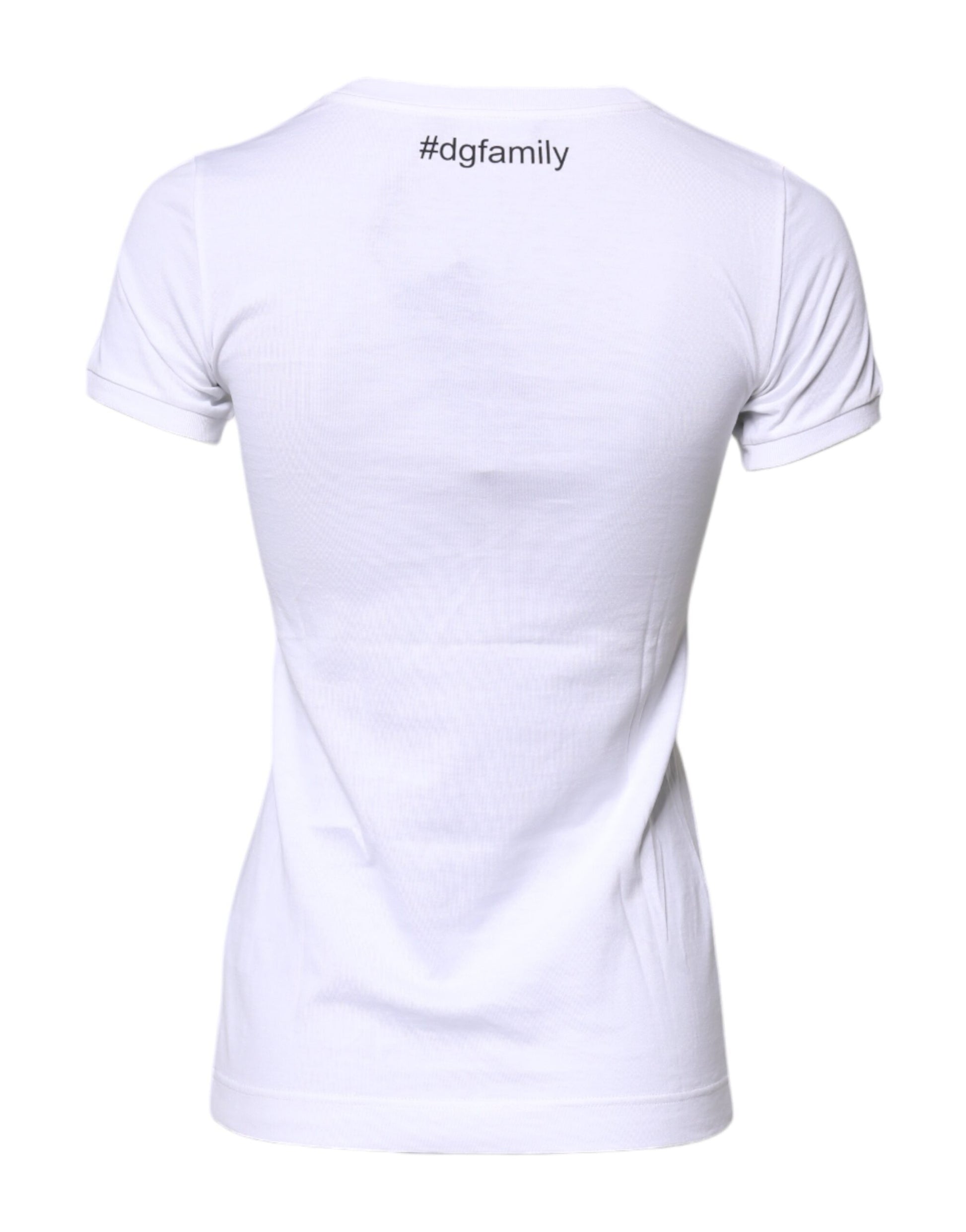 White t-shirt with hashtag on back