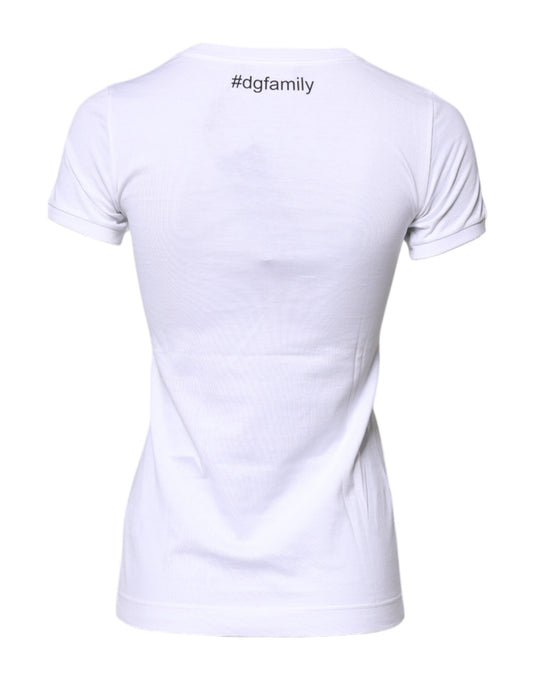 White t-shirt with hashtag on back