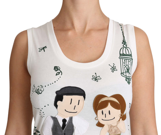 Tank top with cartoon couple on front
