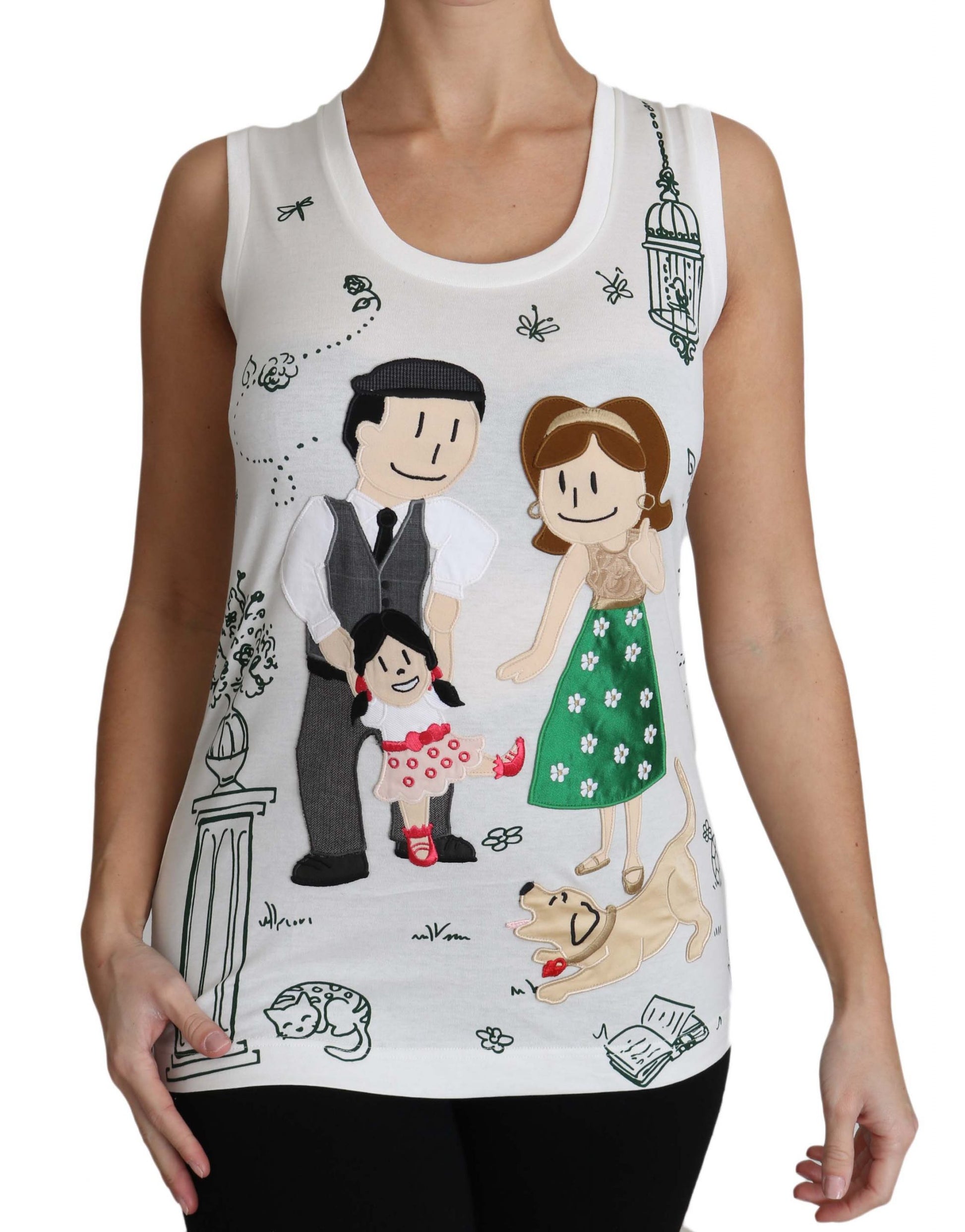 Tank top with cartoon family design
