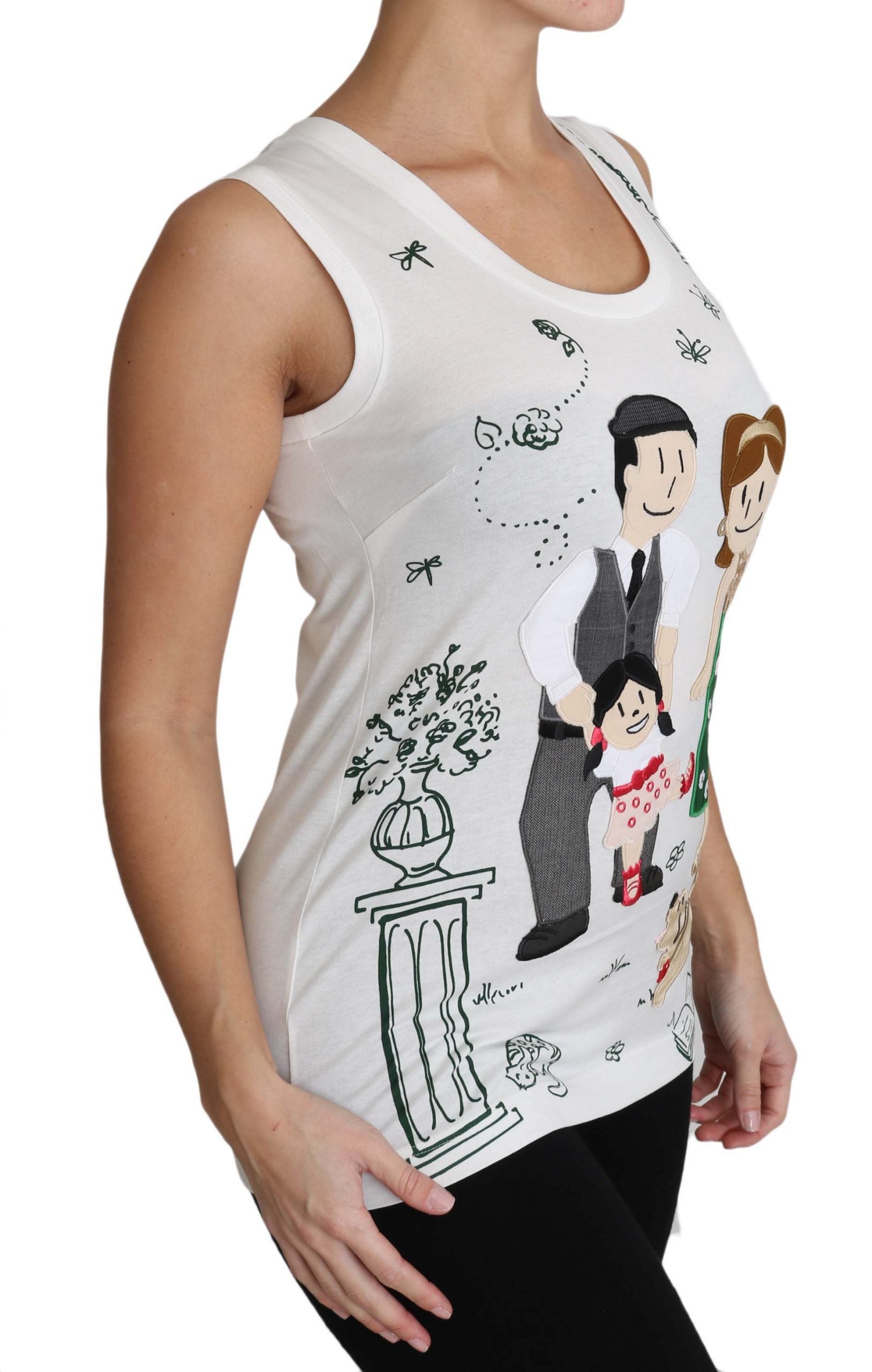 Tank top with cartoon family design