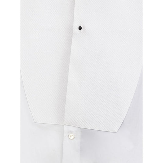 A white cotton dress shirt with a black button, from the brand Dolce & Gabbana