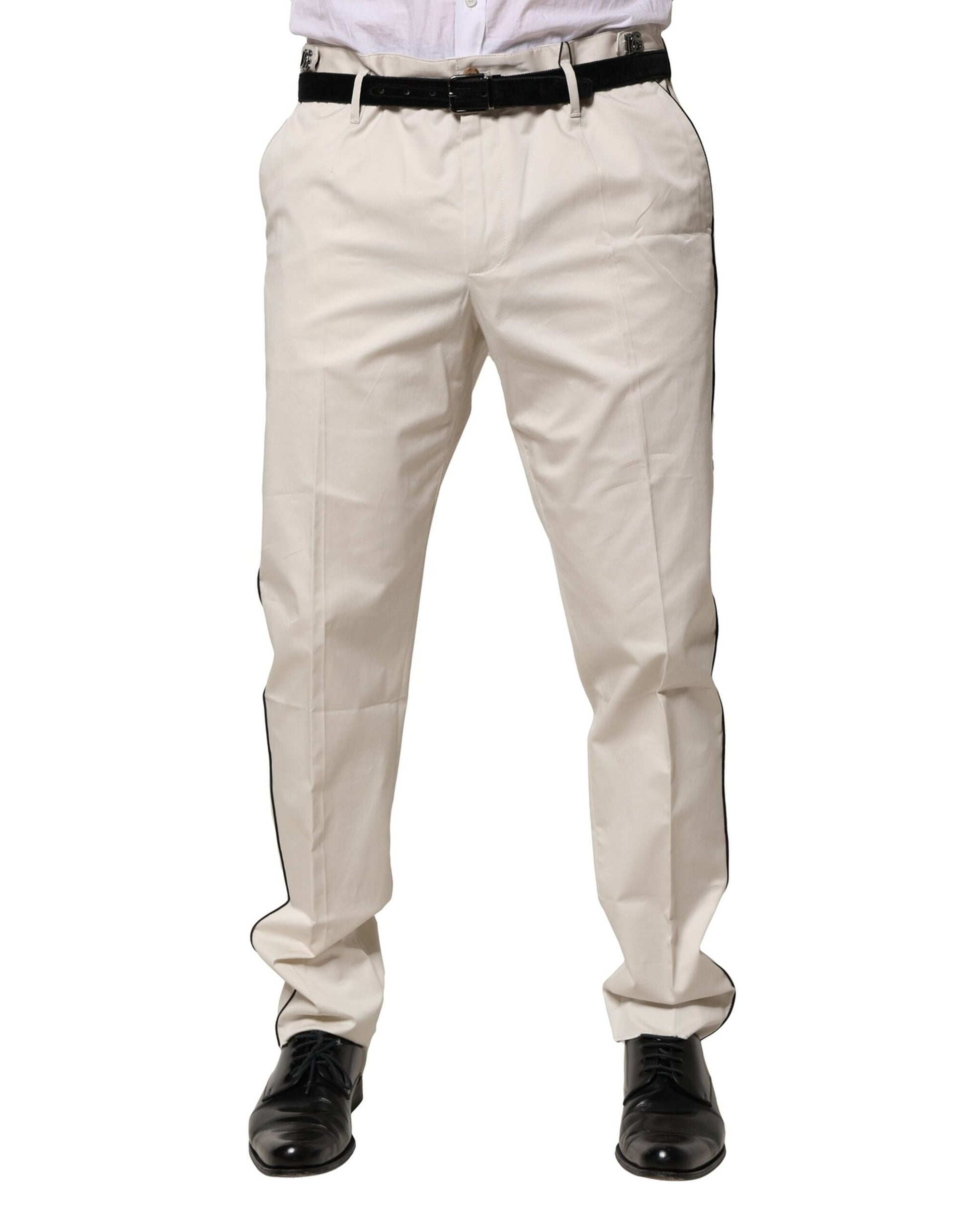 A pair of men's formal trousers in white cotton by Dolce & Gabbana