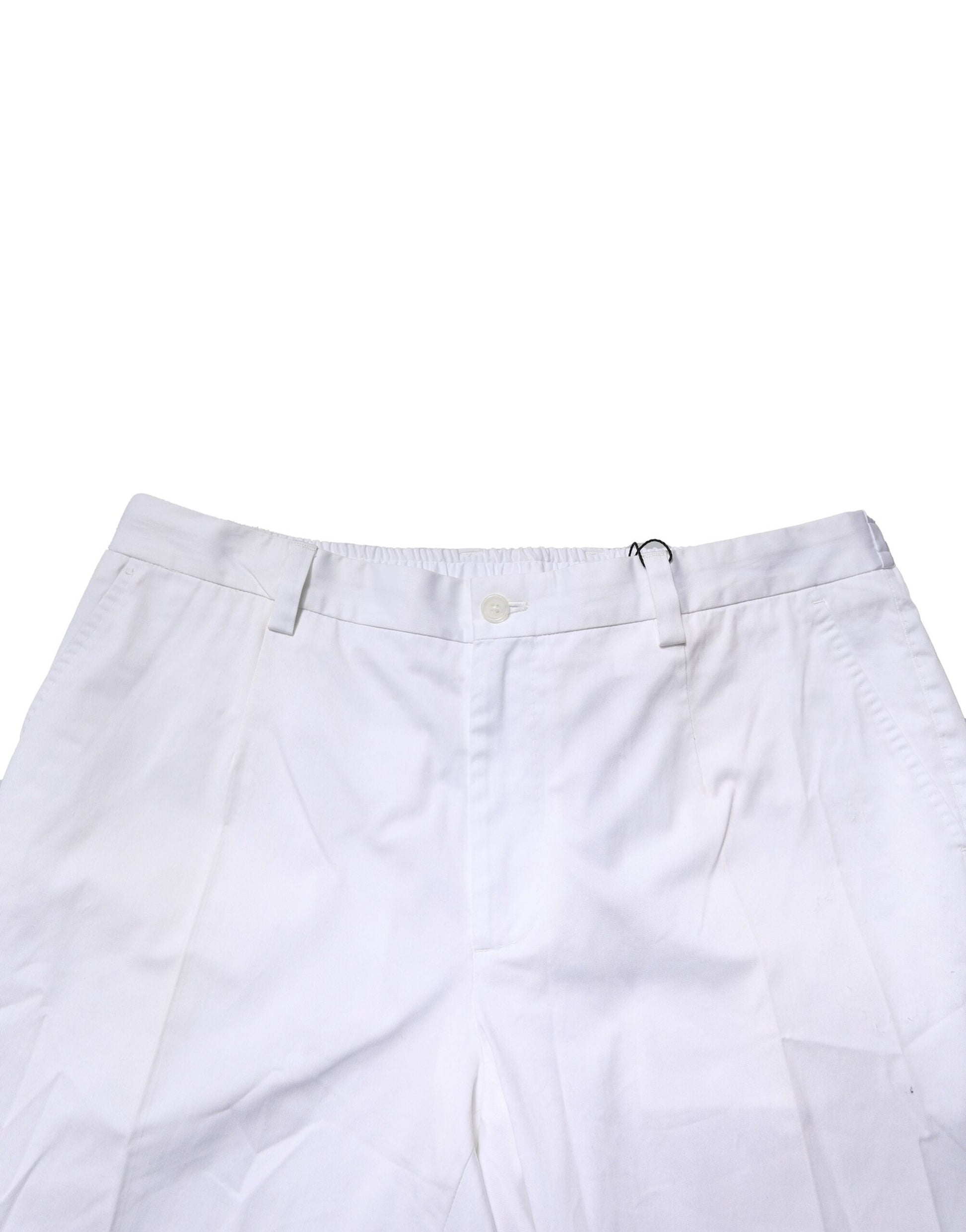 White cotton dress pants with slim fit, formal design