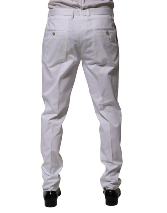 White cotton dress pants with slim fit, formal design