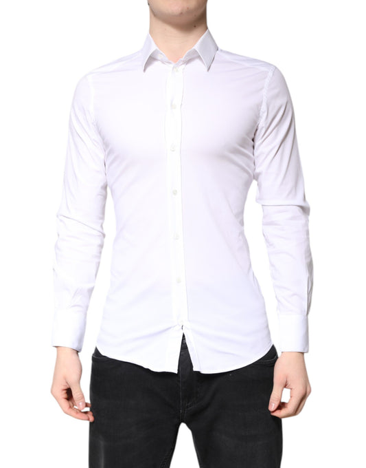White cotton collared shirt with gold detailing from Dolce & Gabbana