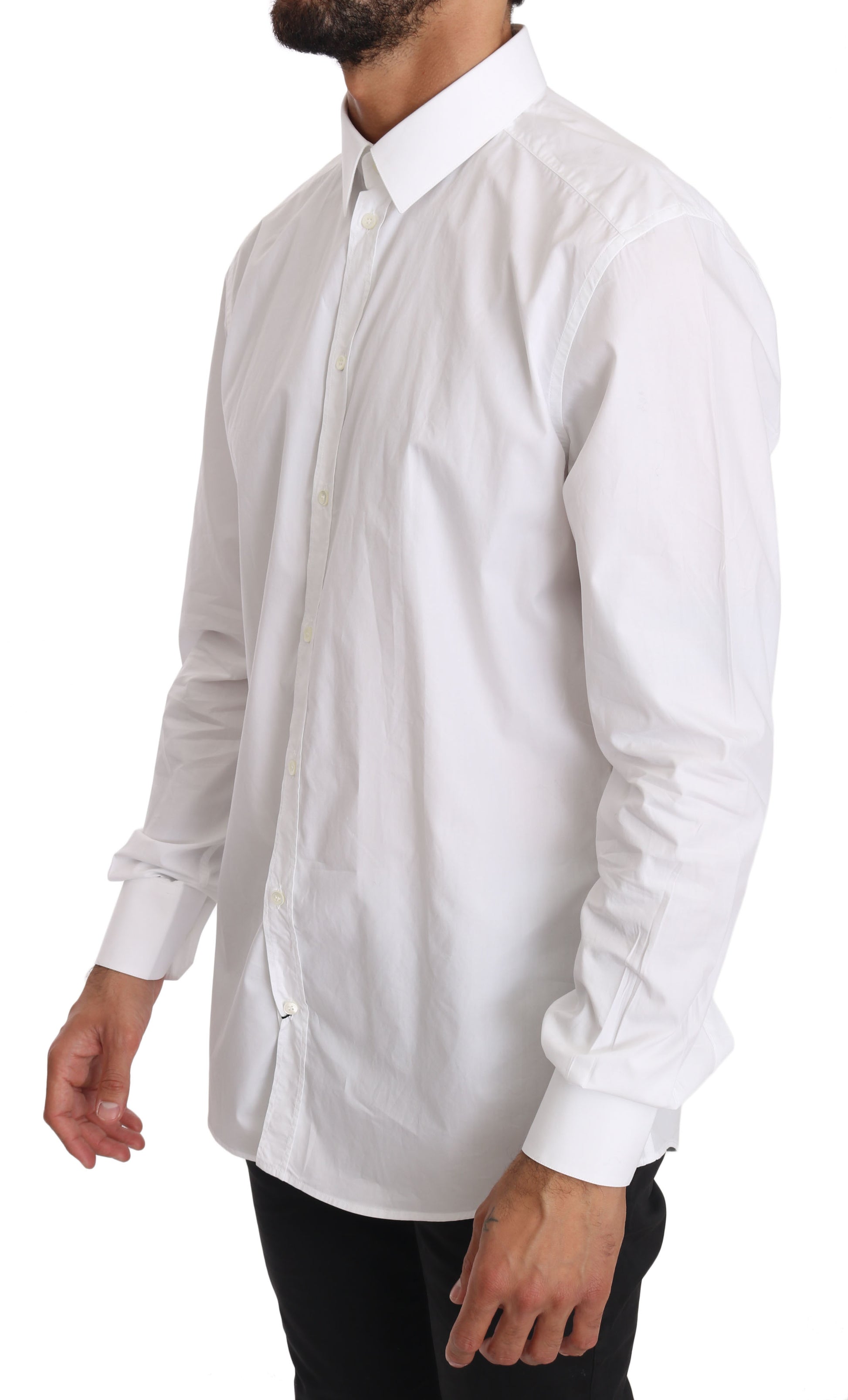 Long sleeve button down shirt in white color