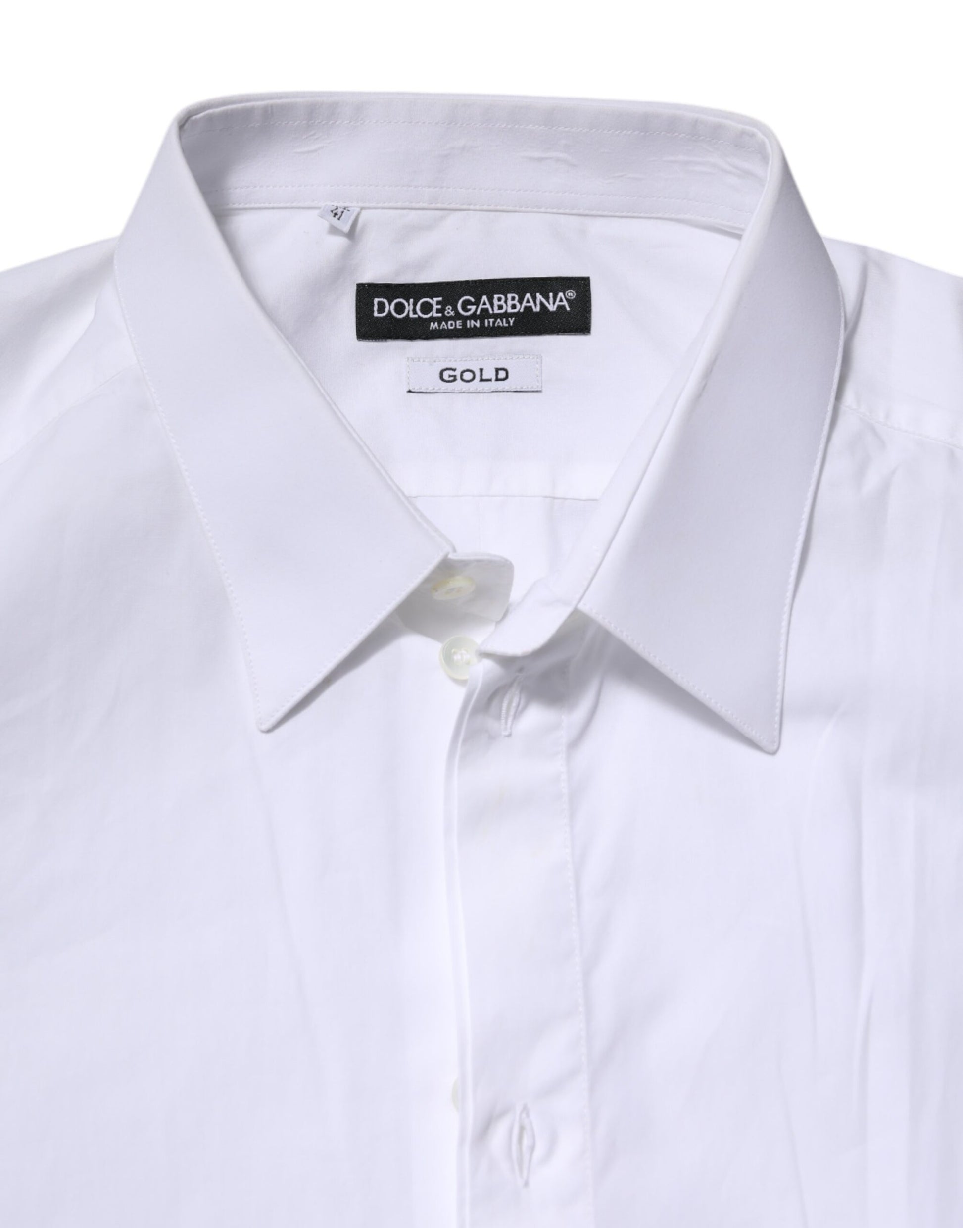 A white cotton dress shirt with long sleeves by Dolce & Gabbana