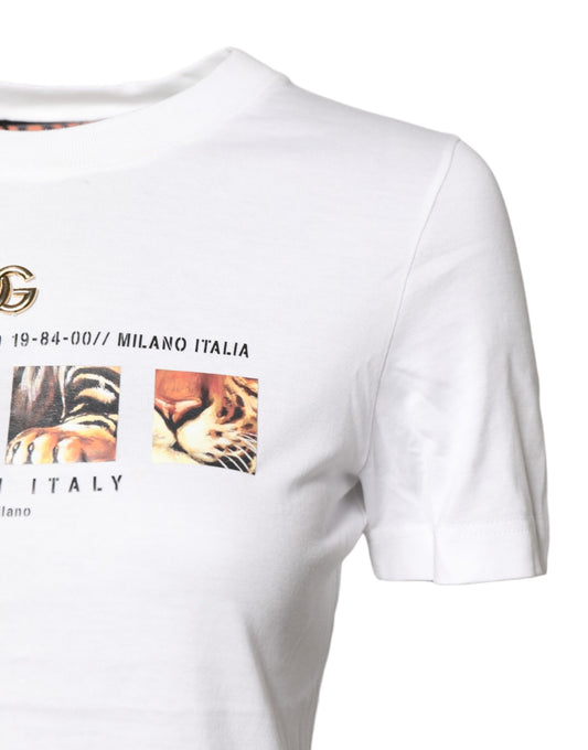 White shirt with tiger print on front
