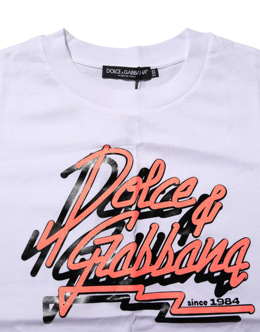 White t-shirt with red graphic print
