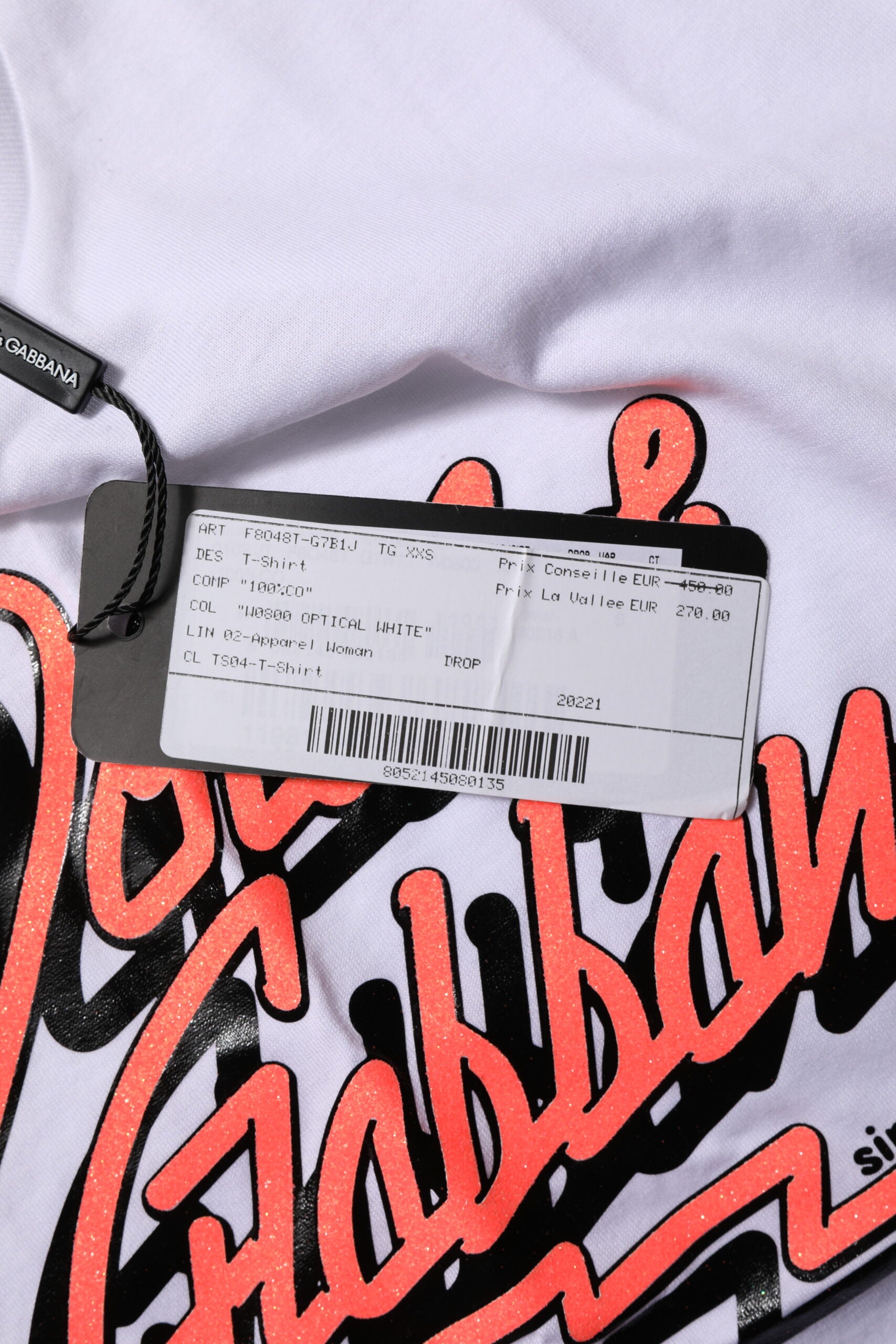 White tag on shirt